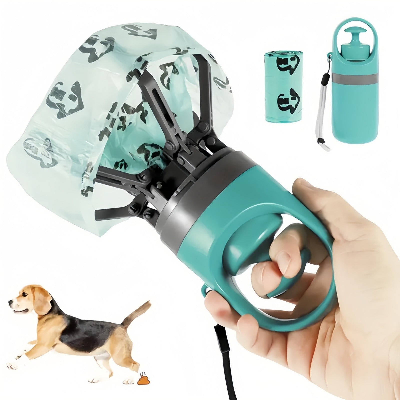 5" Dog Pooper Scooper Claw Portable Pet Waste Picker with Poop Bag Dispenser US