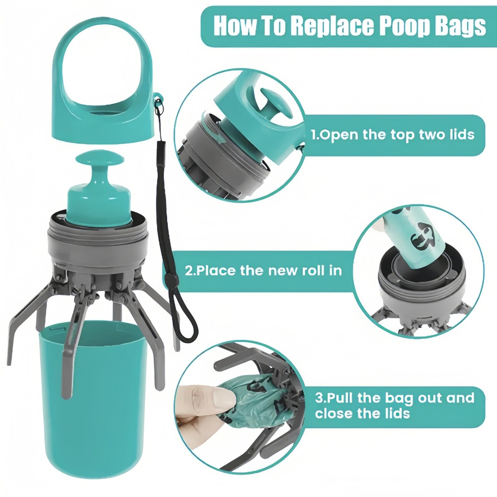 5" Dog Pooper Scooper Claw Portable Pet Waste Picker with Poop Bag Dispenser US