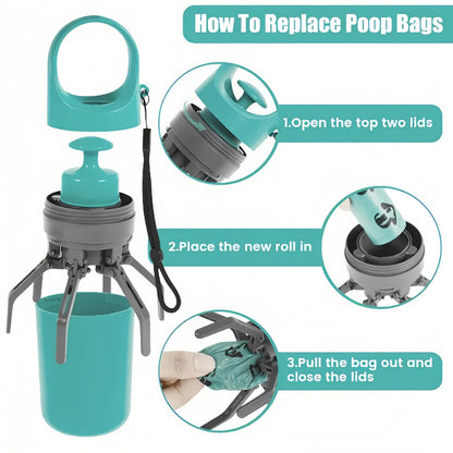 5" Dog Pooper Scooper Claw Portable Pet Waste Picker with Poop Bag Dispenser US