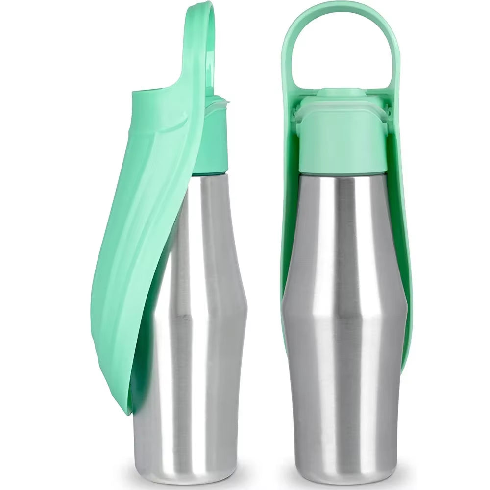 Large Dog Water Bottle Stainless Steel Outdoor Portable Dog Water Bowl Puppy Travel Water Basin Pet Supplies for All Dogs Breeds