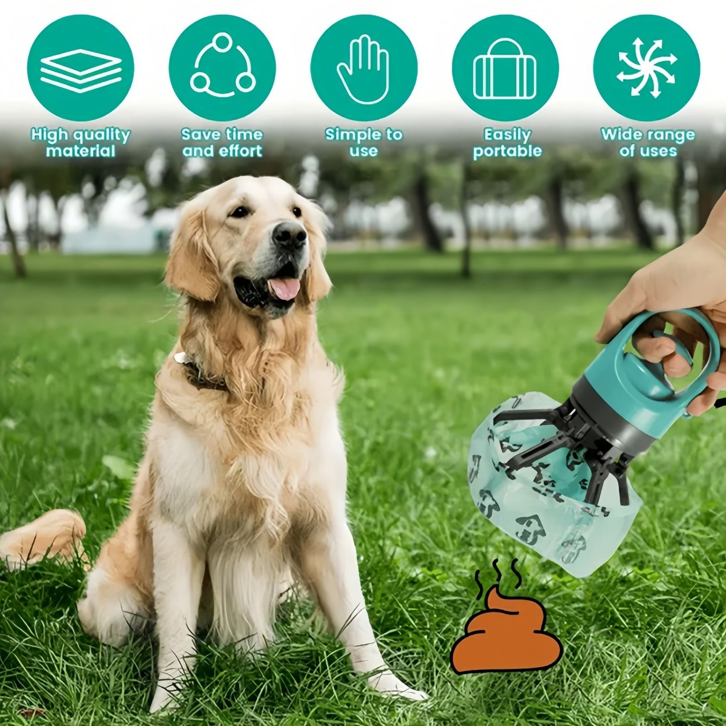5" Dog Pooper Scooper Claw Portable Pet Waste Picker with Poop Bag Dispenser US